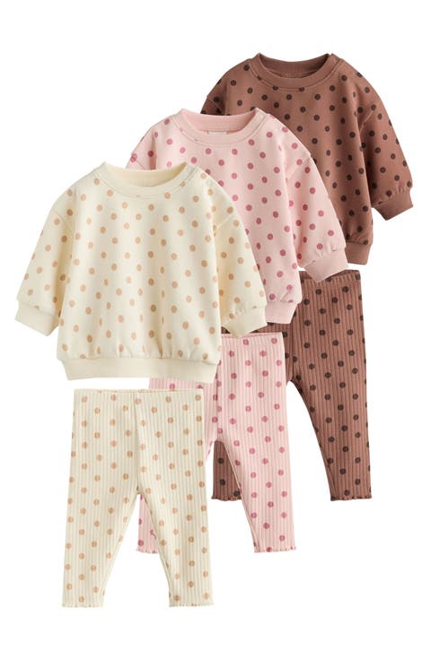 Kids' 6-Piece Polka Dot Sweatshirt and Leggings Set