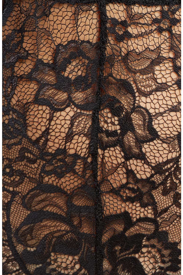Naomi Plunge Neck Lace Bodysuit, Alternate, color, BLACK