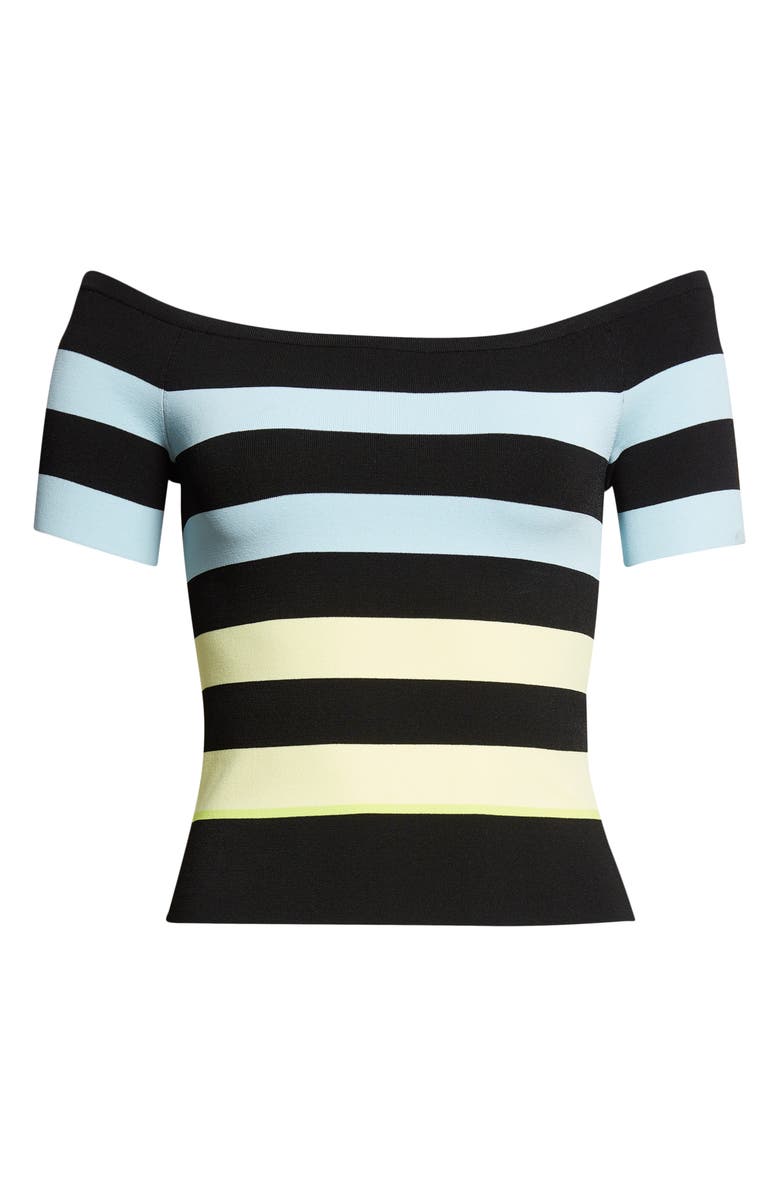Christopher John Rogers Stripe Off the Shoulder Knit Top, Alternate, color, Haze Multi