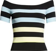Christopher John Rogers Stripe Off the Shoulder Knit Top