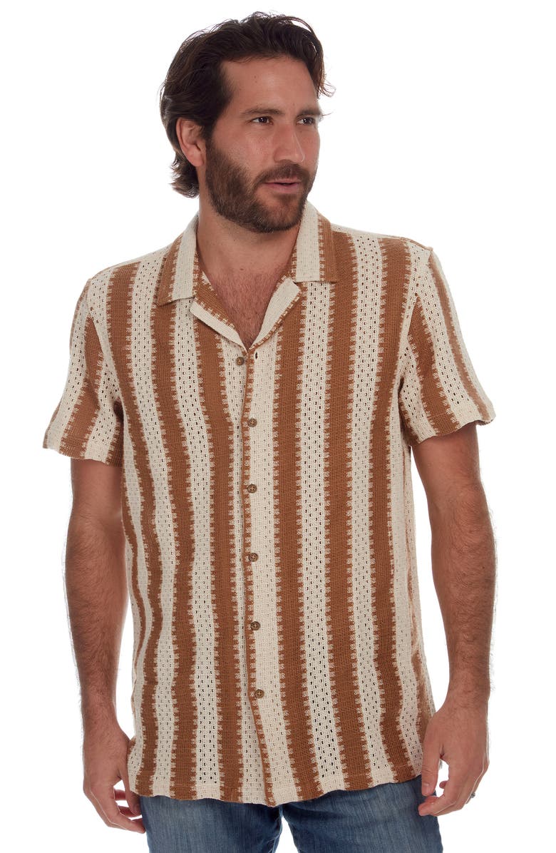 PX Textured Stripe Knit Camp Shirt, Alternate, color,