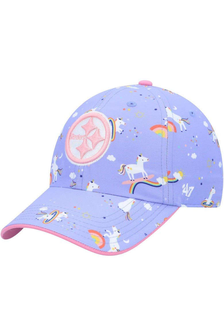 Girls Preschool '47 Purple Pittsburgh Steelers Unicorn Clean Up Adjustable Hat, Main, color, Purple