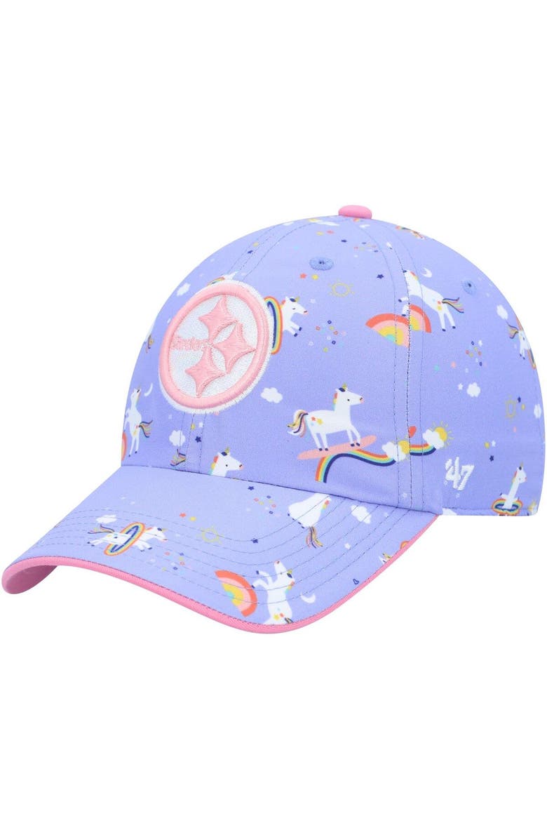 '47 Girls Preschool '47 Purple Pittsburgh Steelers Unicorn Clean Up Adjustable Hat, Main, color, Purple