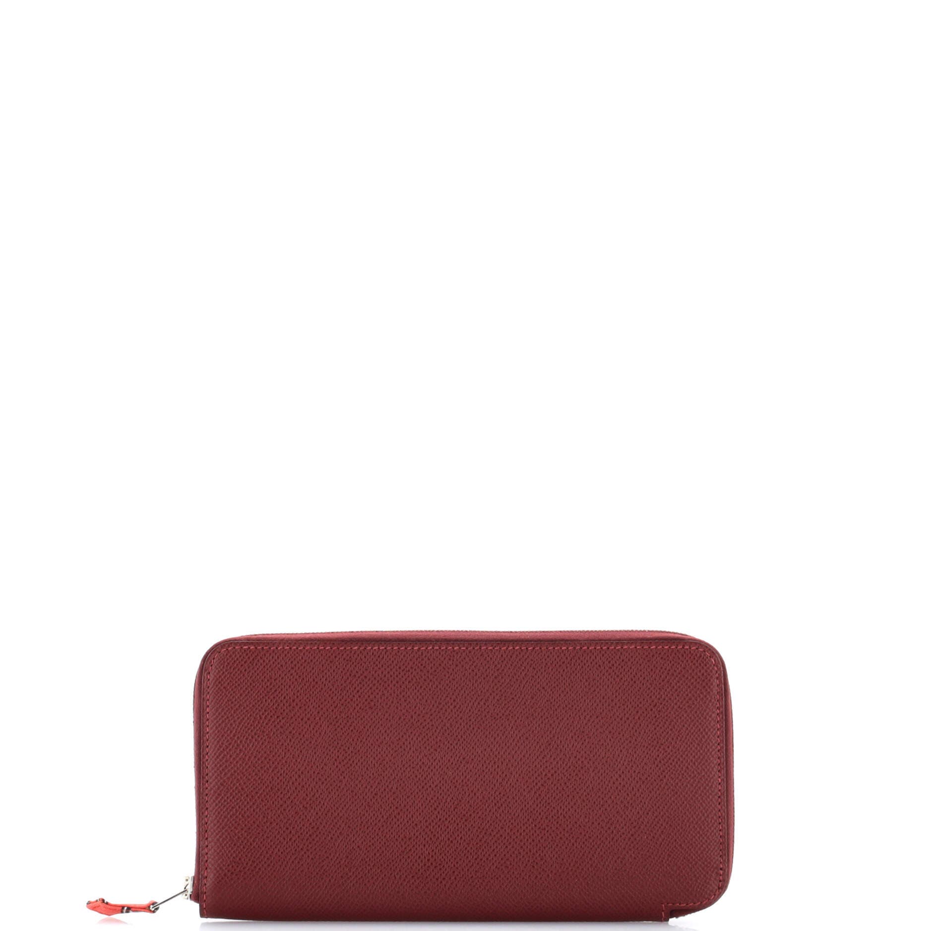 Pre-Owned Hermes Azap Zip Around Wallet Silk'in Epsom Long, Main, color, Rouge H