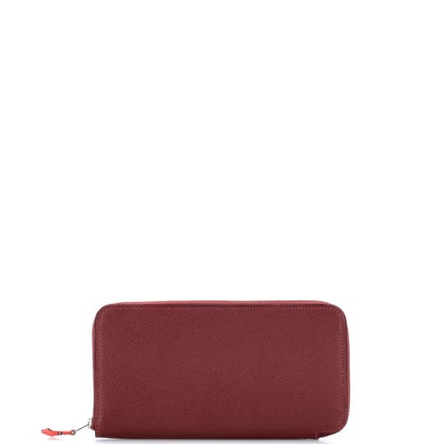 Pre-Owned Hermes Azap Zip Around Wallet Silk'in Epsom Long in Red at Nordstrom