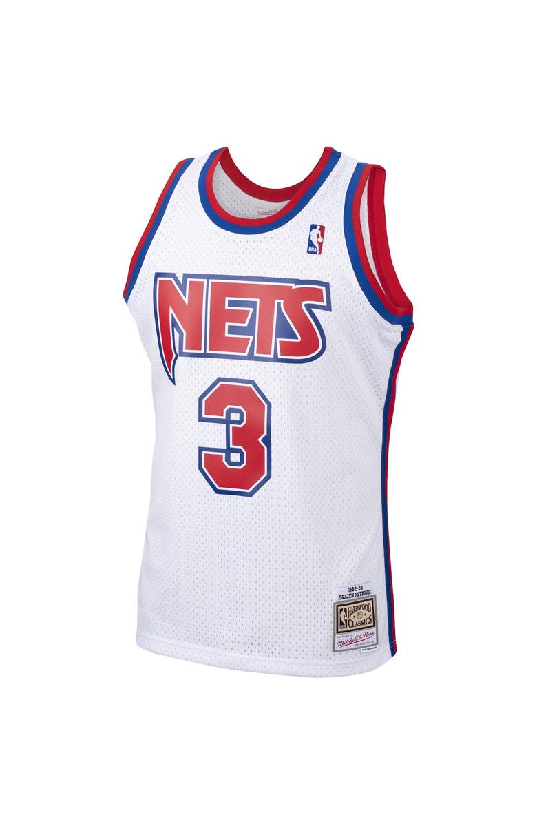 Mitchell & Ness Men's Mitchell & Ness Drazen Petrovic White New Jersey Nets Hardwood Classics Swingman Jersey, Alternate, color, 