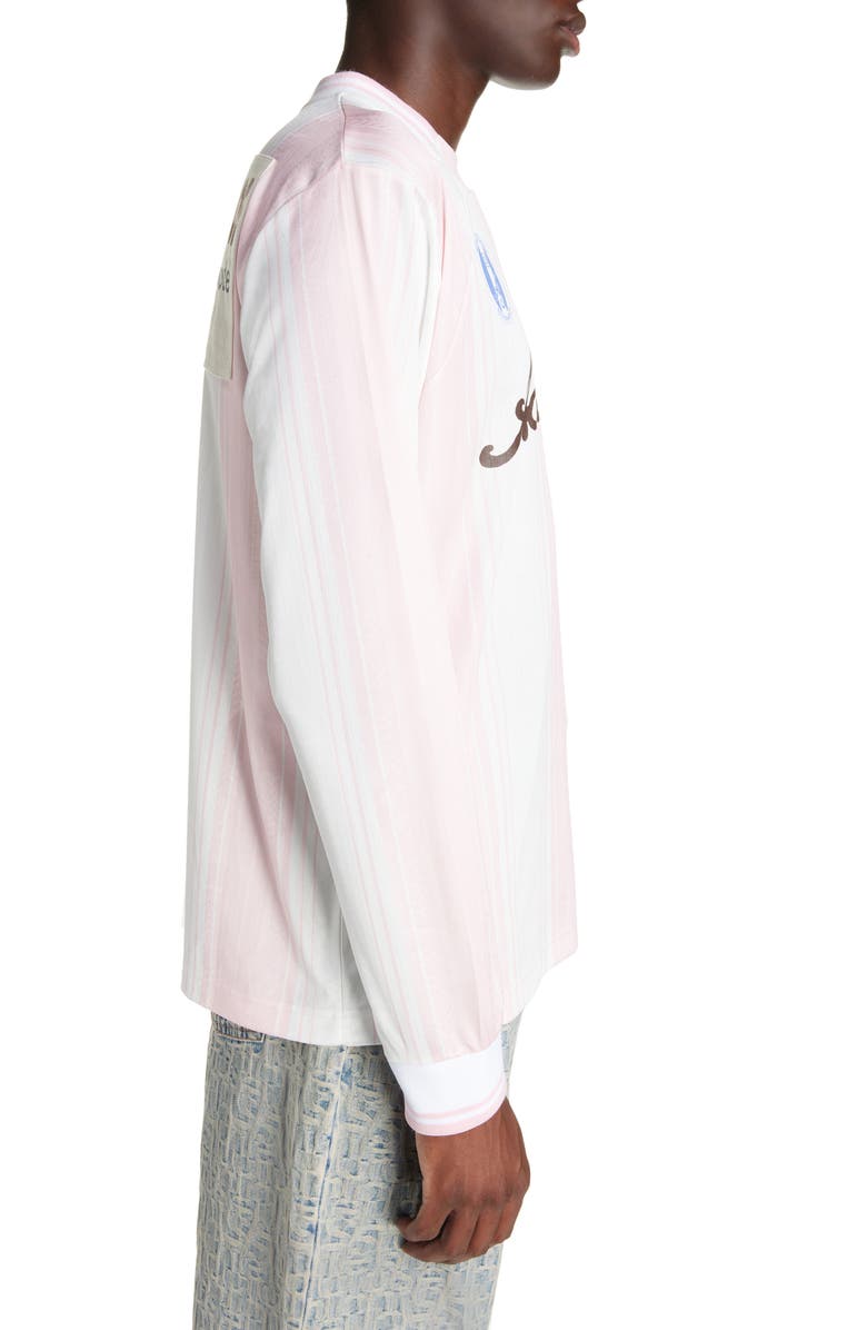Acne Studios Embroidered Logo Stripe Long Sleeve Graphic T-Shirt, Alternate, color, 