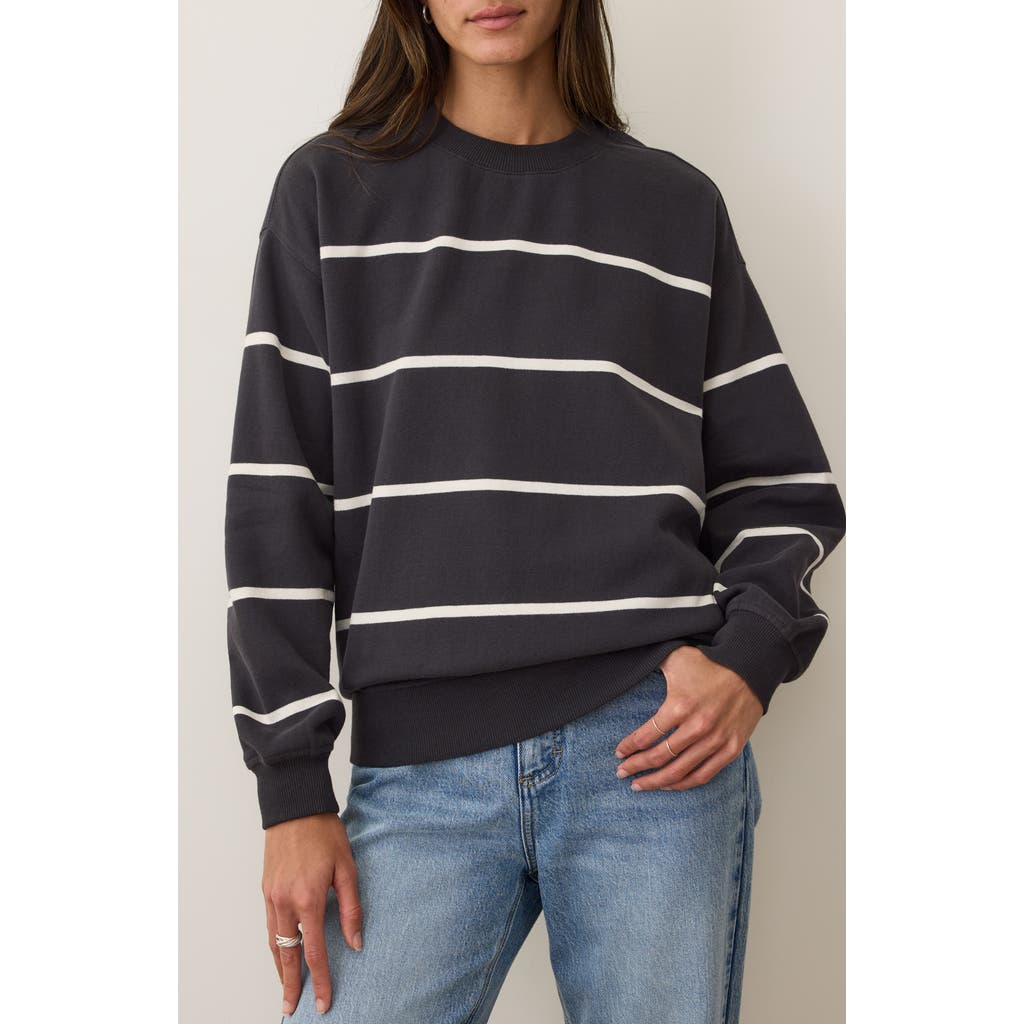 Marine Layer Cloud 9 Fleece Stripe Oversize Sweatshirt In Blue