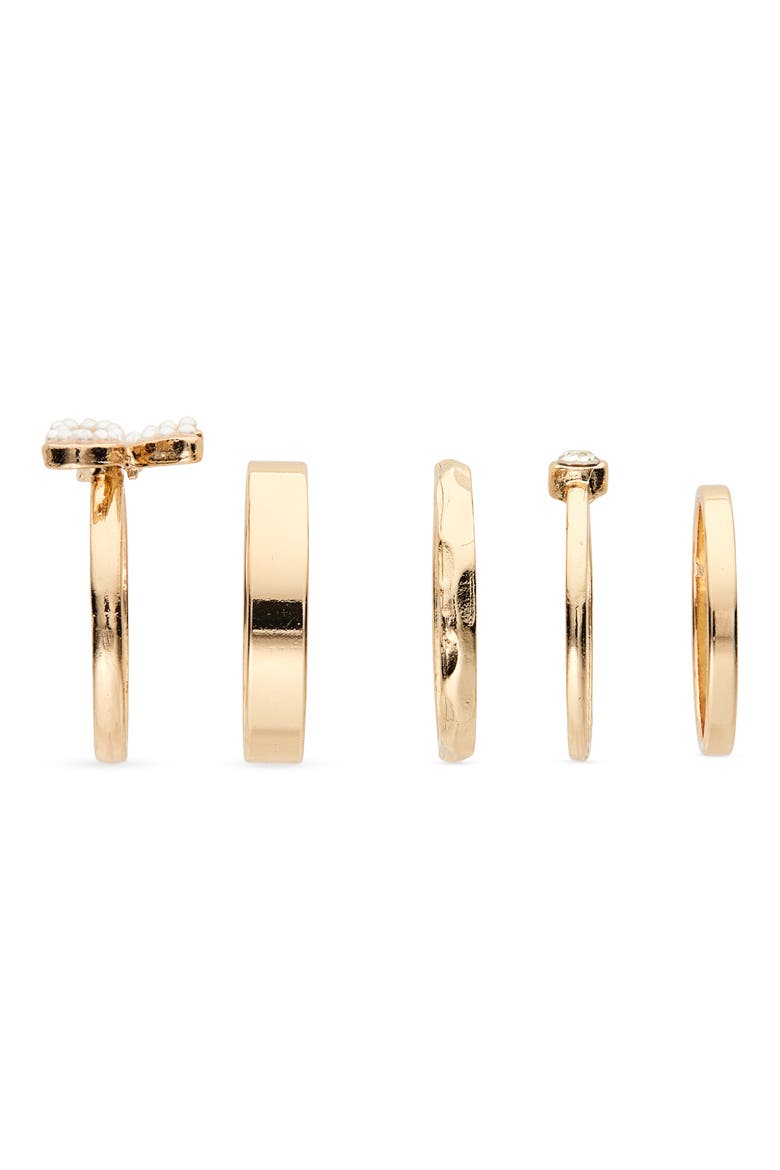 Set of 5 Assorted Rings, Alternate, color, GOLD