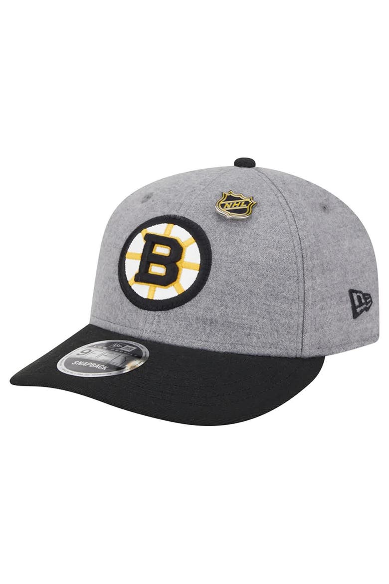 Men's New Era  Gray/Black Boston Bruins Wool Pin Low Profile 9FIFTY Snapback Hat, Alternate, color, Gray