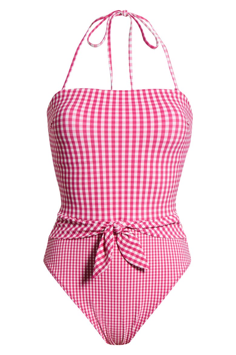 Brigitte Strapless Tie Waist One-Piece Swimsuit, Alternate, color, DRAGON/ FRUIT/ CREAM