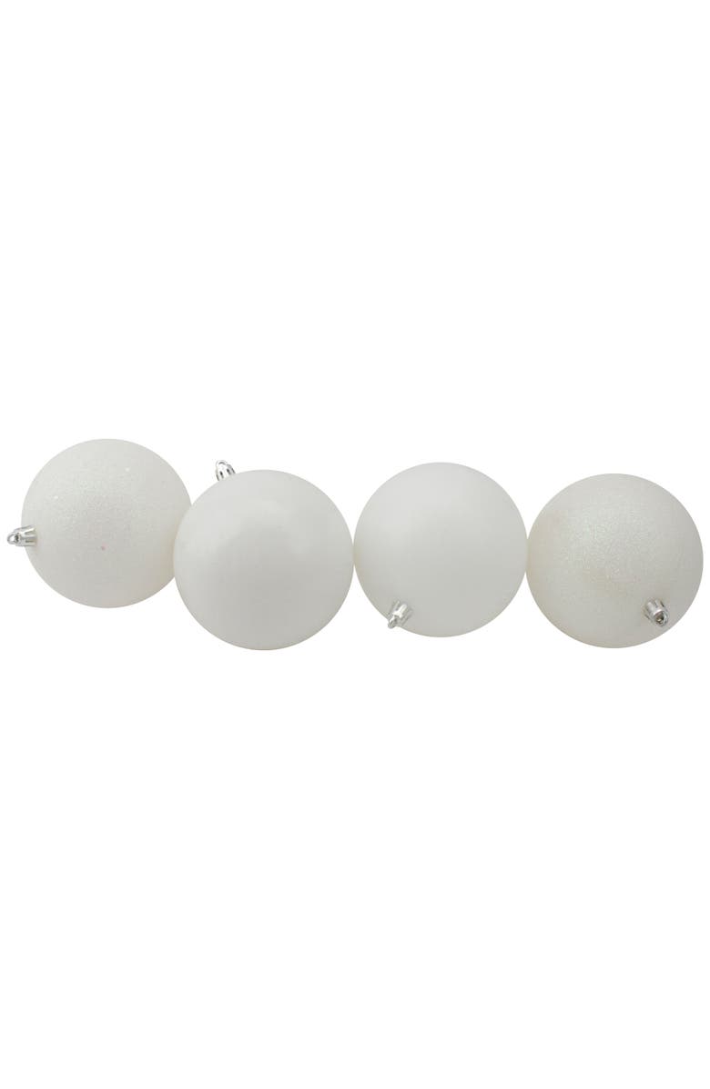 Northlight 12ct Winter White Shatterproof 4-Finish Christmas Ball Ornaments 4", Alternate, color,