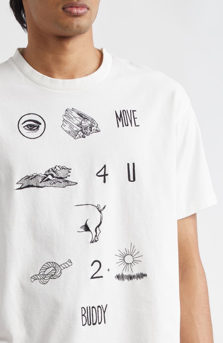 Bode Rebus Embroidered T-Shirt, Alternate, color, Cream