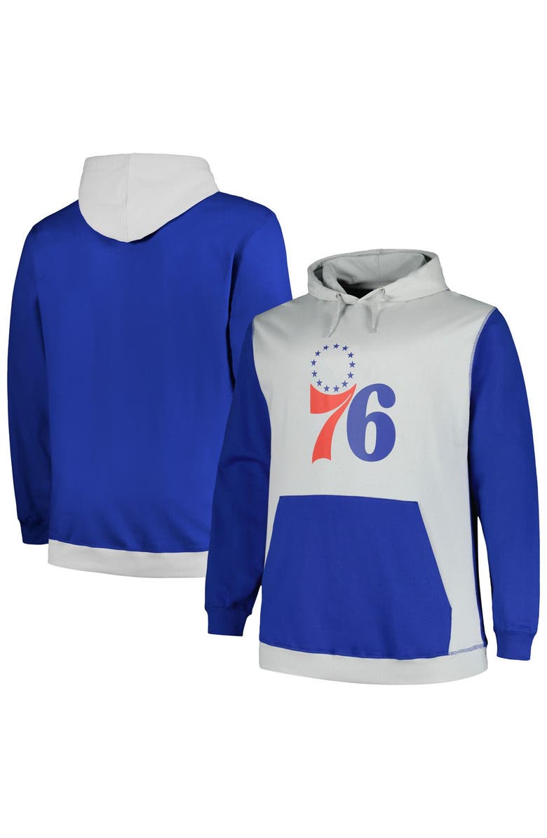 FANATICS Men's Fanatics Branded Royal/Silver Philadelphia 76ers Big & Tall Primary Arctic Pullover Hoodie, Alternate, color, Royal