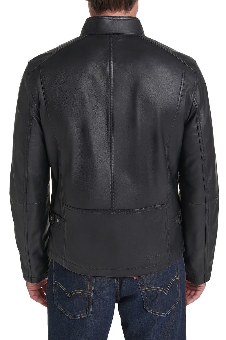 Leather Moto Jacket, Alternate, color, BLACK