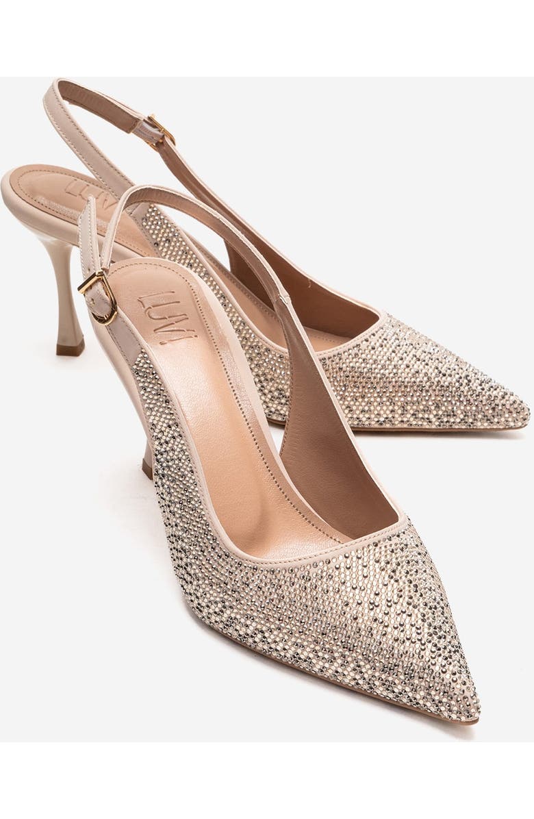 Prologue Shoes Johanna Slingback Embellished Stiletto Pump, Main, color, Nude