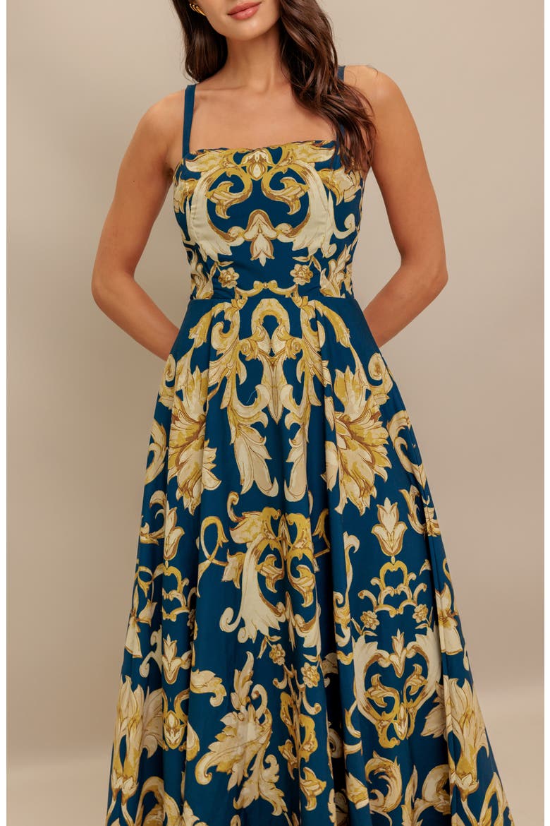 Square Neck Midi Dress, Alternate, color, BLUE