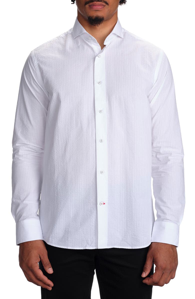 STUDIO GARNET LOS ANGELES Seaside Cotton Seersucker Button-Up Shirt, Main, color,