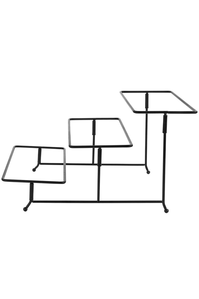 Crenshaw Hand Painted Stoneware 3-Tier Serving Set with Metal Rack color, Alternate, color, Assorted