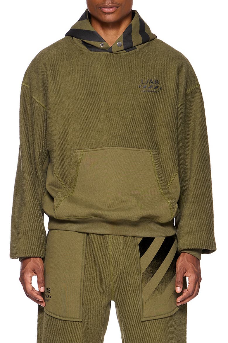 Diagonal Stripe Hoodie, Main, color, WINTER MOSS