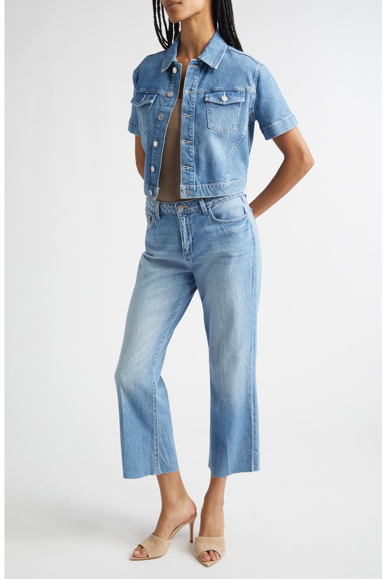 Kirstie Short Sleeve Crop Denim Jacket, Alternate, color, CALABASAS