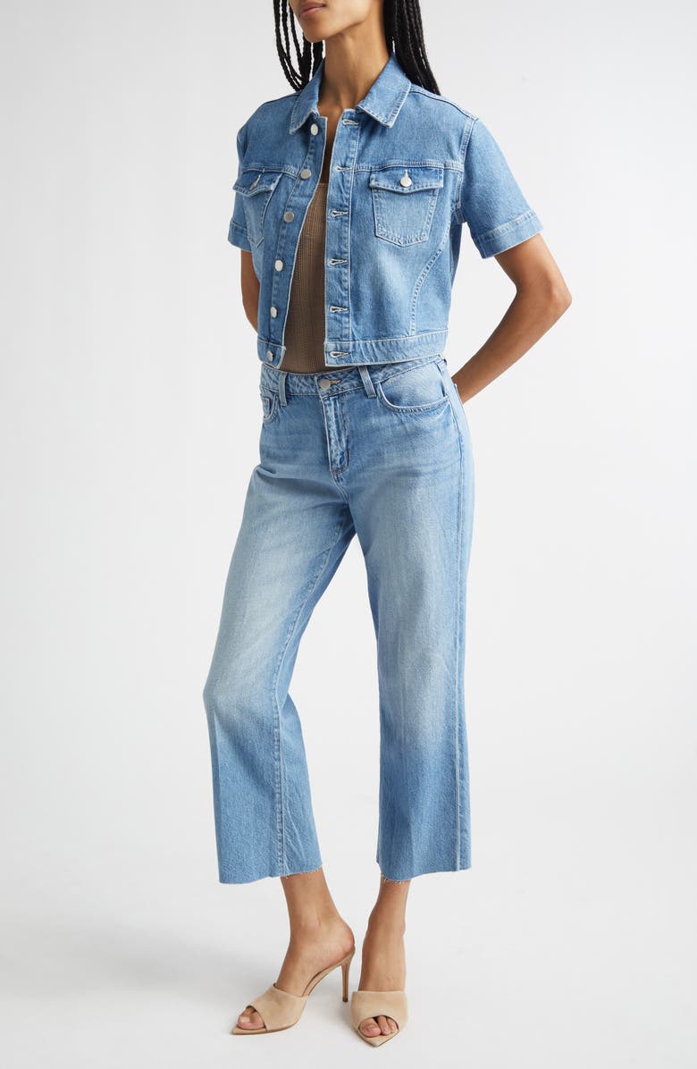 L'AGENCE Kirstie Short Sleeve Crop Denim Jacket, Alternate, color, Calabasas