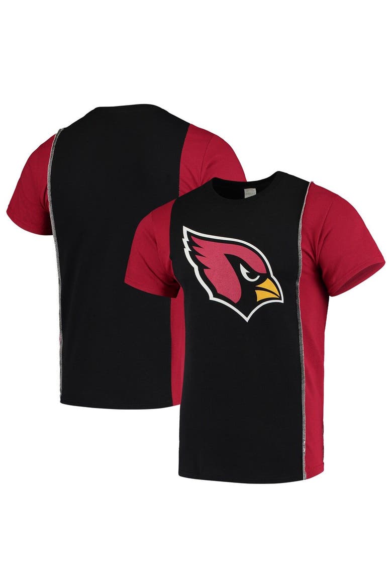 Men's Refried Apparel Black/Cardinal Arizona Cardinals Sustainable Upcycled Split T-Shirt, Main, color, Black