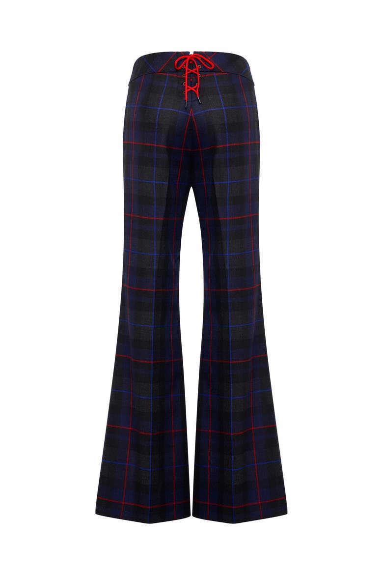 Tartan Wool Pants With Boot Leg, Main, color, Blue