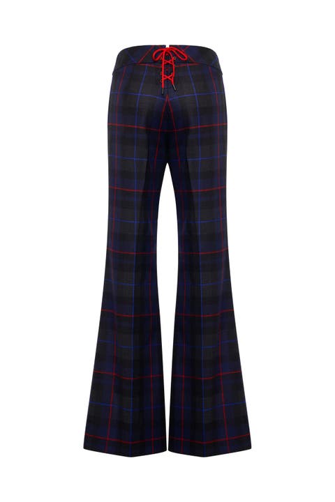 Tartan Wool Pants With Boot Leg