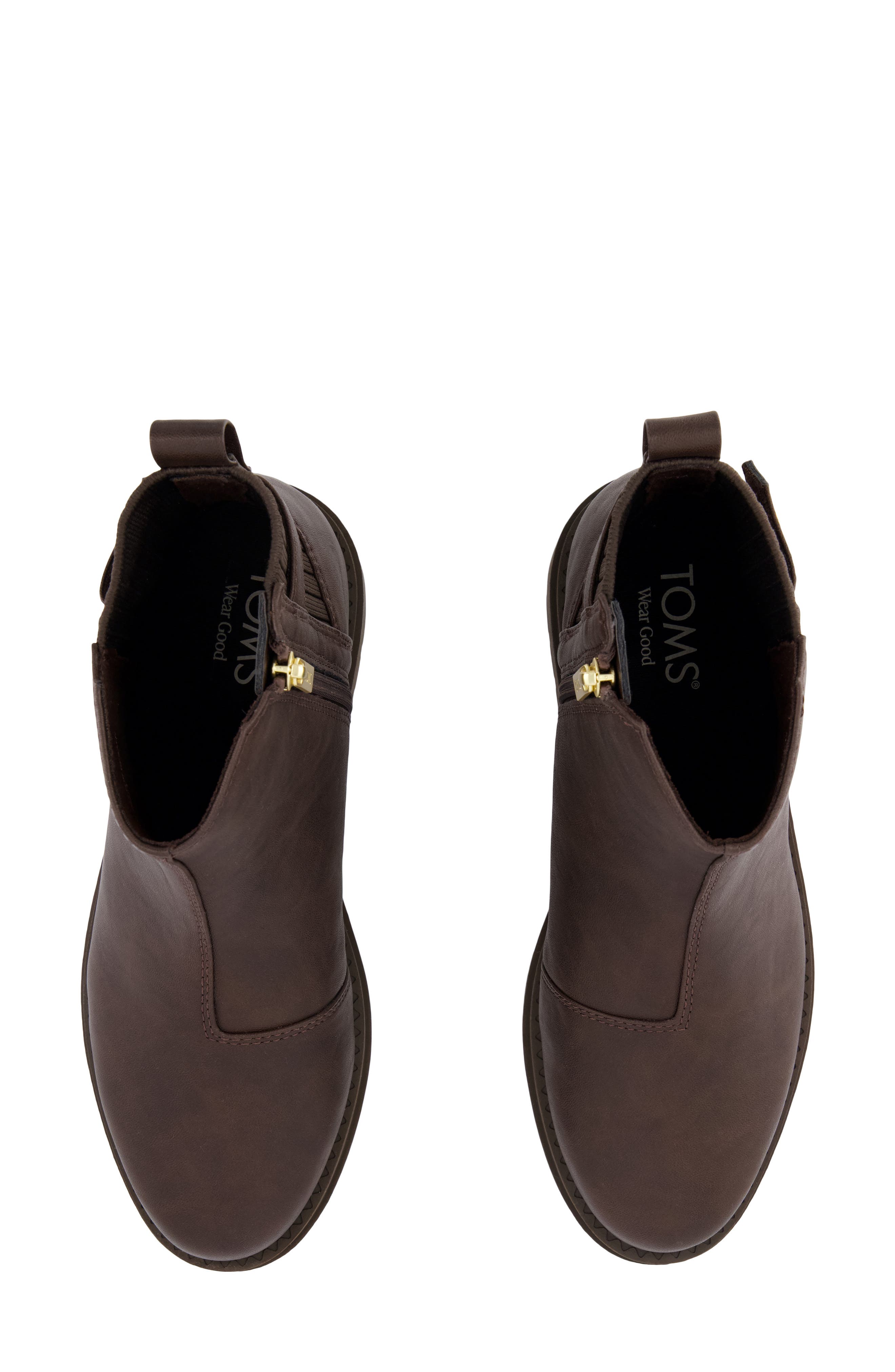 Leather Chelsea Bootie, Alternate, color, DARK BROWN