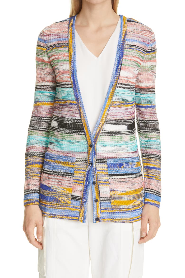Stripe V-Neck Cardigan, Main, color, MULTI