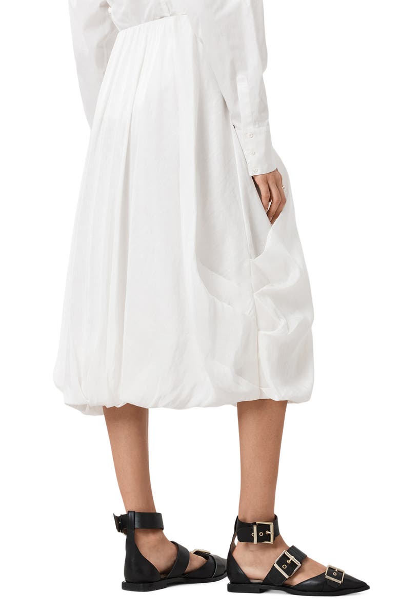 AllSaints Nia Pleated Bubble Hem Midi Skirt, Alternate, color, Antique White