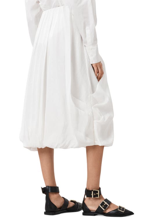 Allsaints Nia Pleated Bubble Hem Midi Skirt In White