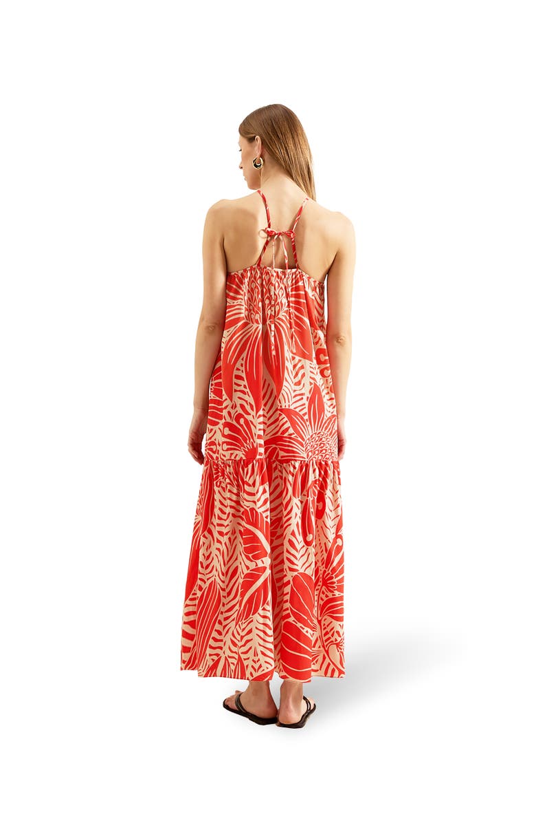 Ro&Zo Floral Halter Neck Dress, Alternate, color, Red