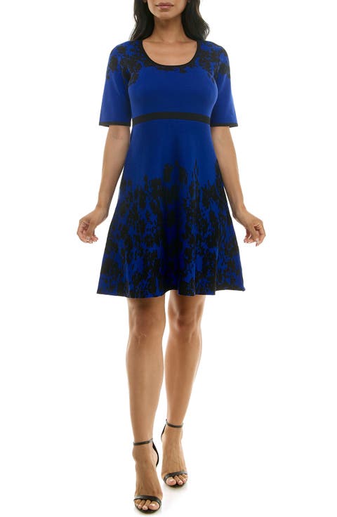 Elbow Sleeve Fit & Flare Sweater Dress