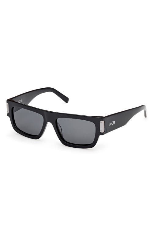 Mcm 54mm Polarized Rectangular Sunglasses In Shiny Black/smoke