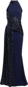 Chiara Boni La Petite Robe Virgo Sequin Drape Mermaid Gown