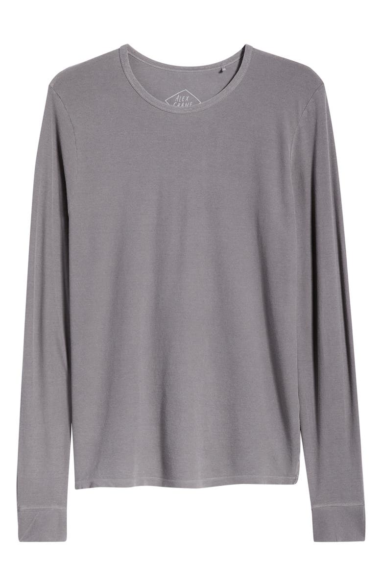 ALEX CRANE Long Sleeve Organic Cotton Crewneck T-Shirt, Main, color, Silver