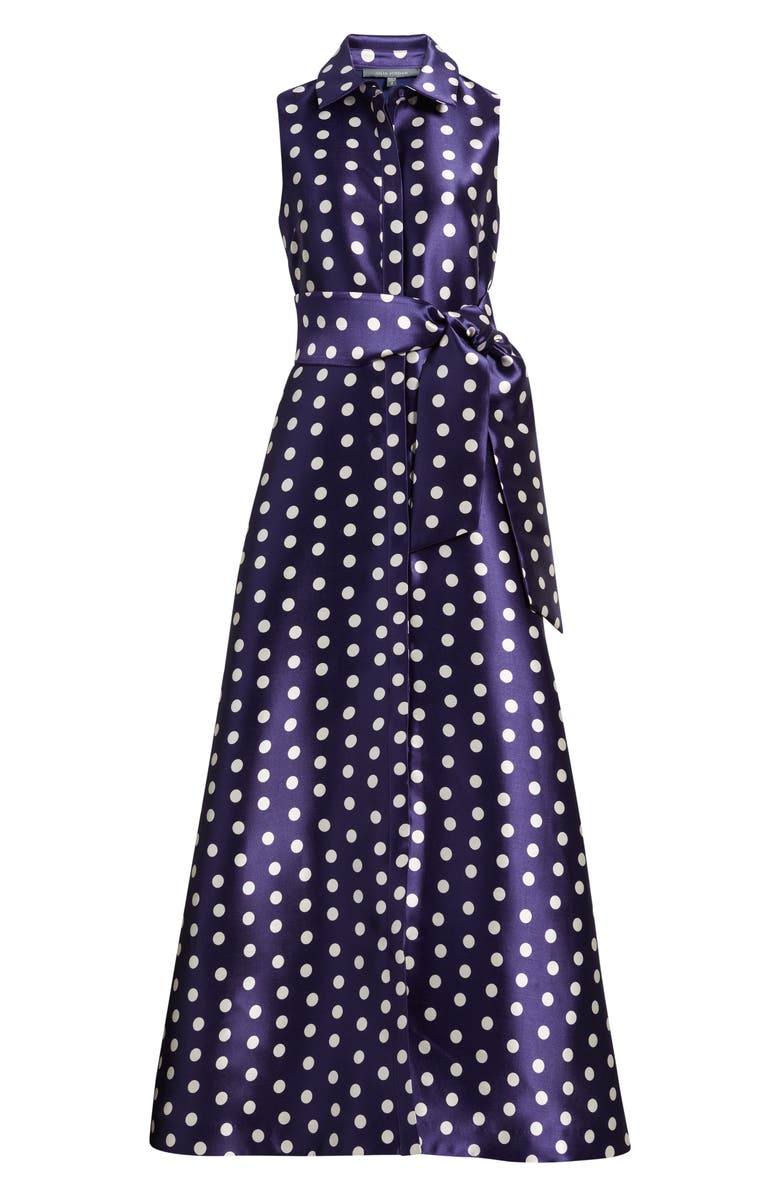 Julia Jordan Dot Sleeveless Gown, Alternate, color, Navy Multi