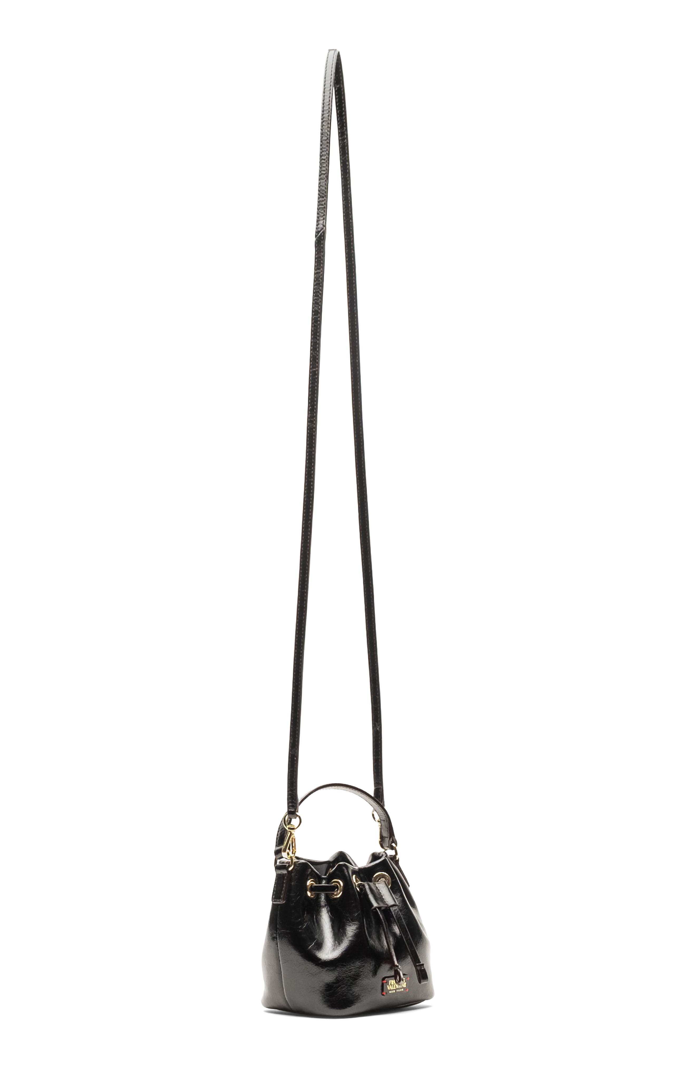 Frances Valentine Minnie Leather Bucket Bag, Alternate, color, Black