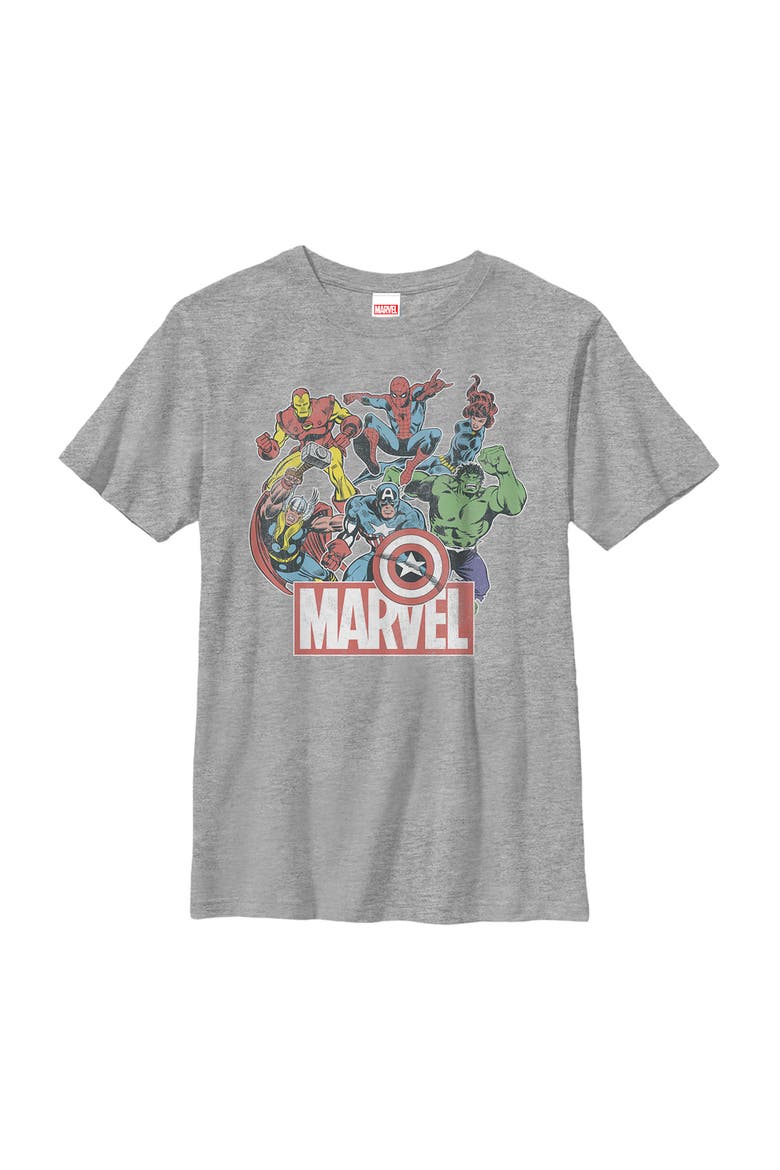 Boy's Marvel Classic Hero Collage  Graphic T-Shirt, Main, color, Athletic Heather