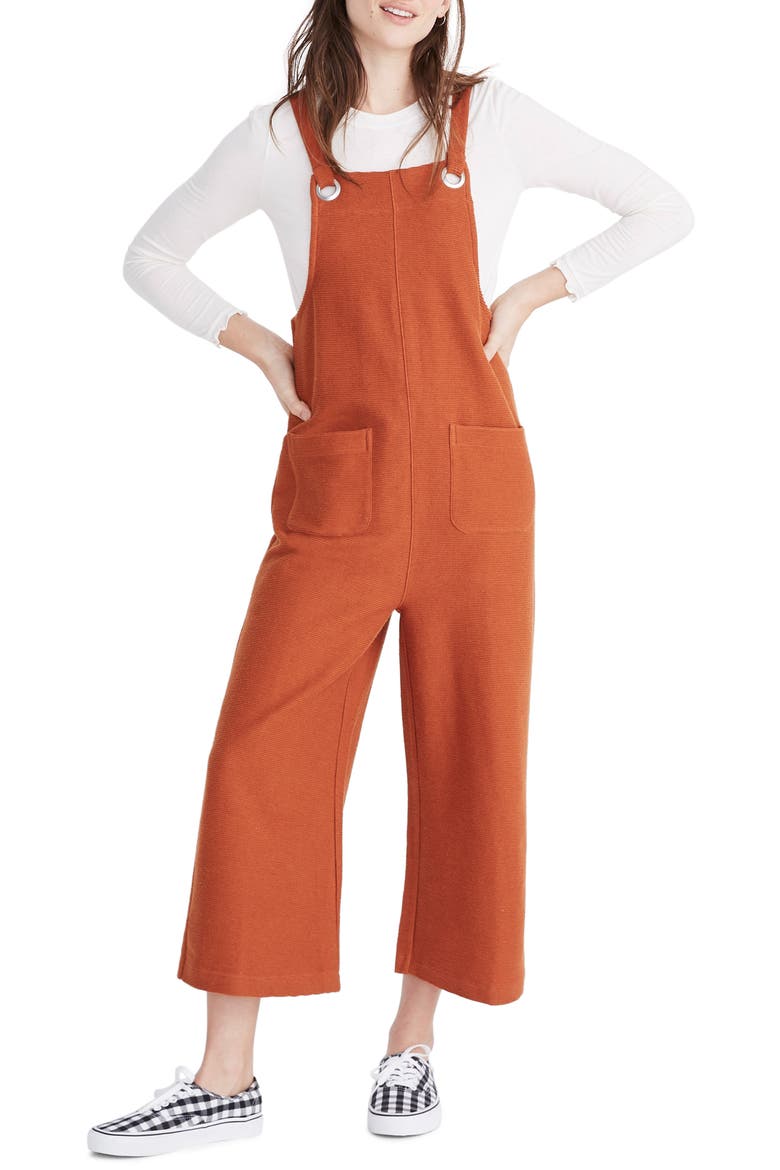 Texture & Thread Patch Pocket Overalls, Main, color, BURNT CLAY