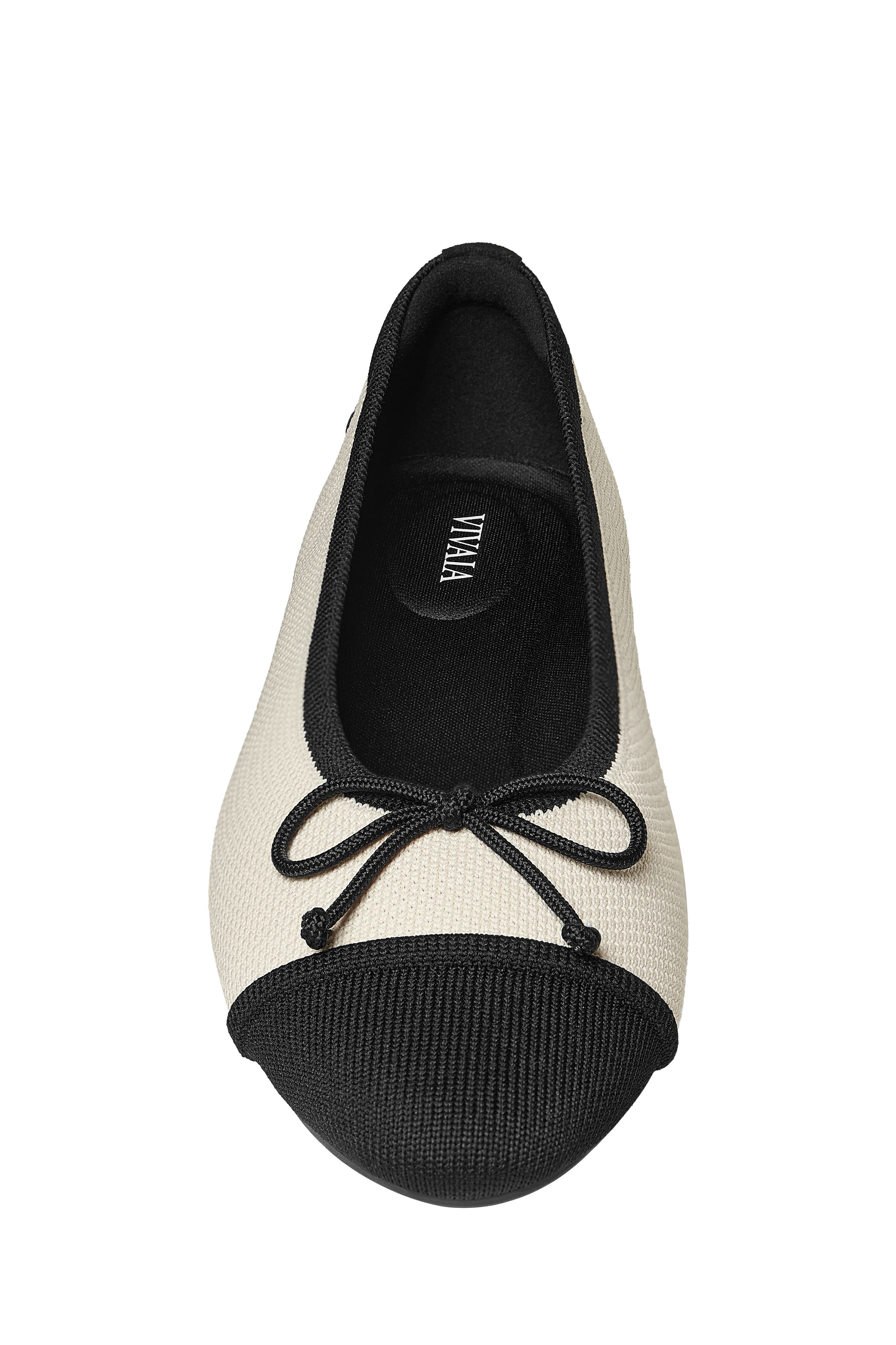 Tiana Almond-Toe Bow Flats, Alternate, color, Cream Ivory Black