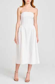 WAYF Giulia Strapless Linen Blend Midi Sundress