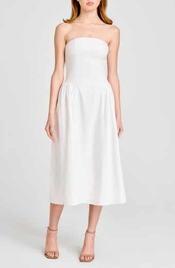 WAYF Giulia Strapless Linen Blend Midi Sundress