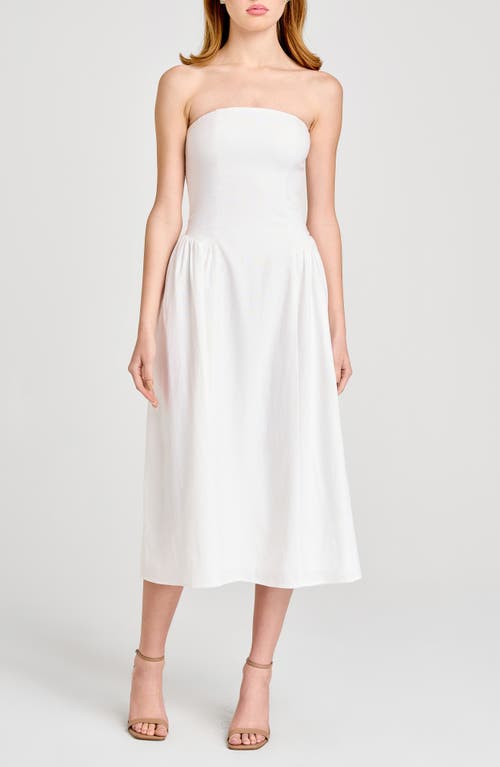 Shop Wayf Giulia Strapless Linen Blend Midi Sundress In Ivory