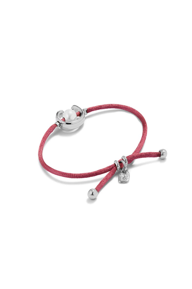 Mauve Thread Bracelet with Pearl Shell Trimmings Plated in Sterling Silver, Alternate, color, Silver