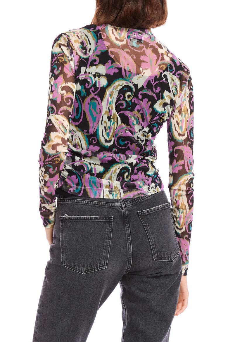 Khami Print Shirred Mesh Top, Alternate, color, PAISLEY