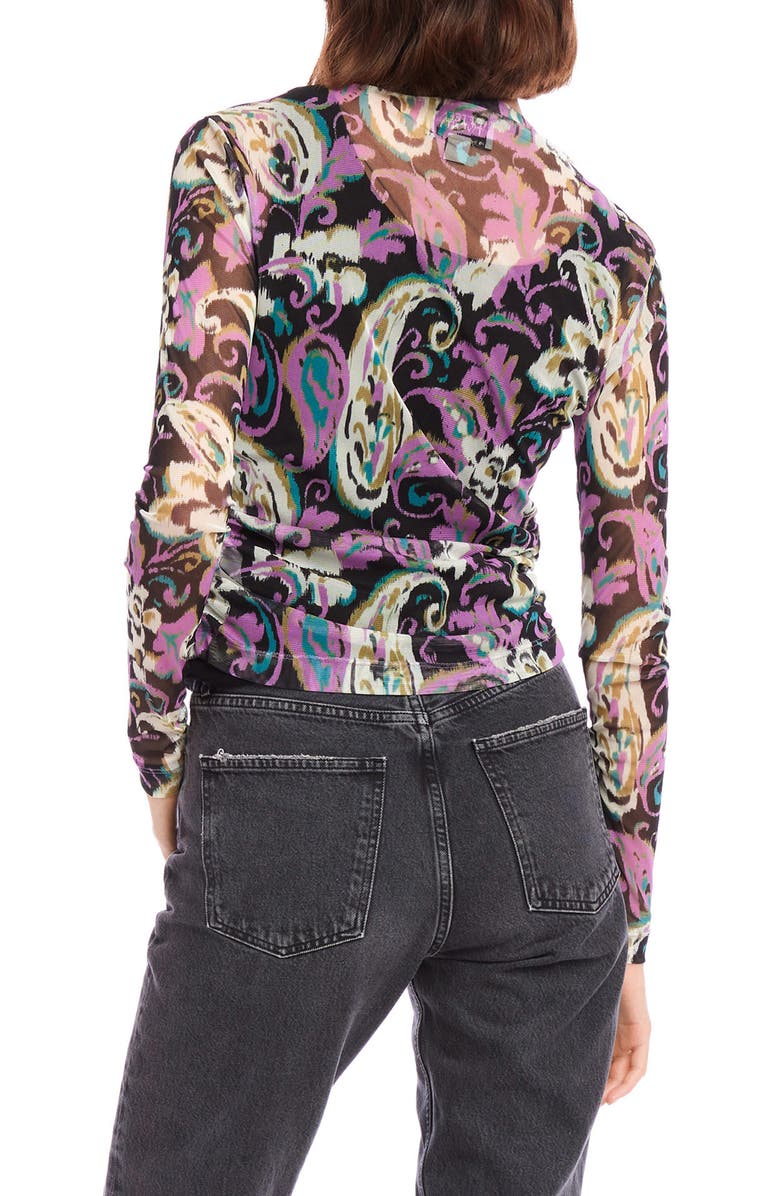 FIFTEEN TWENTY Khami Print Shirred Mesh Top, Alternate, color, Paisley
