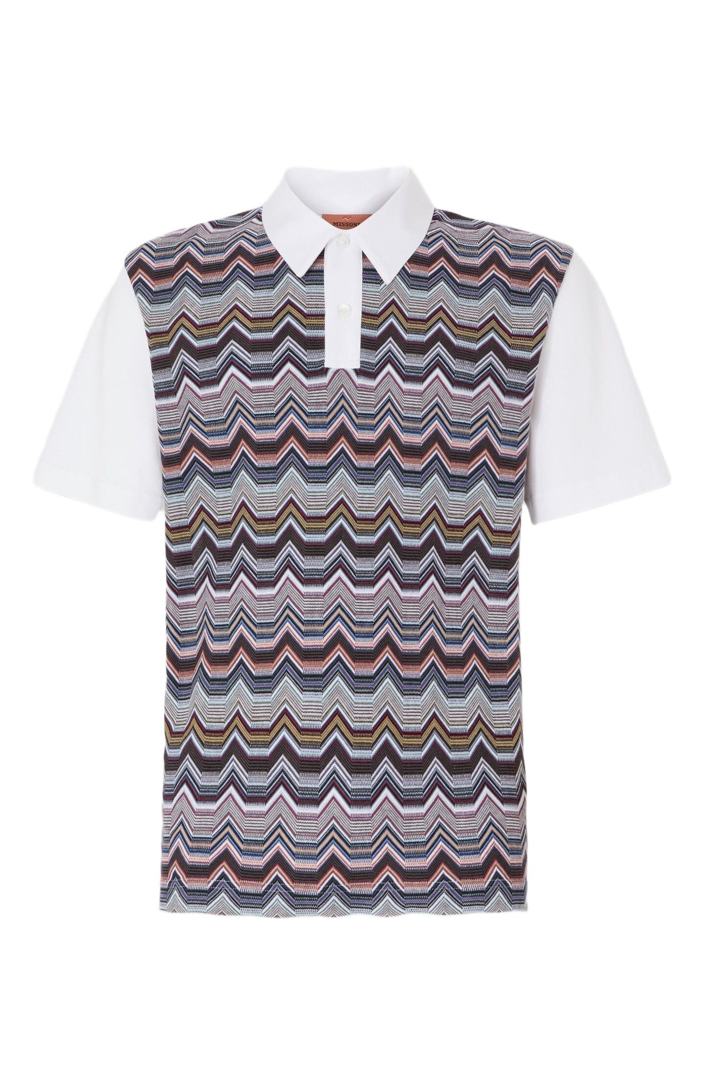 Short Sleeve Polo With Geometric Zigzag Pattern - image 2